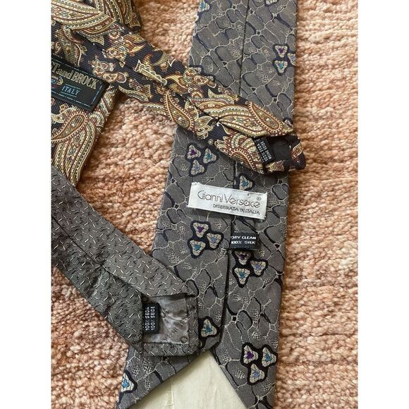 Lot of 3 Silk Neckties Gianni Versace, Pronto Uomo, Amherst & Brock Italy - Picture 3 of 3